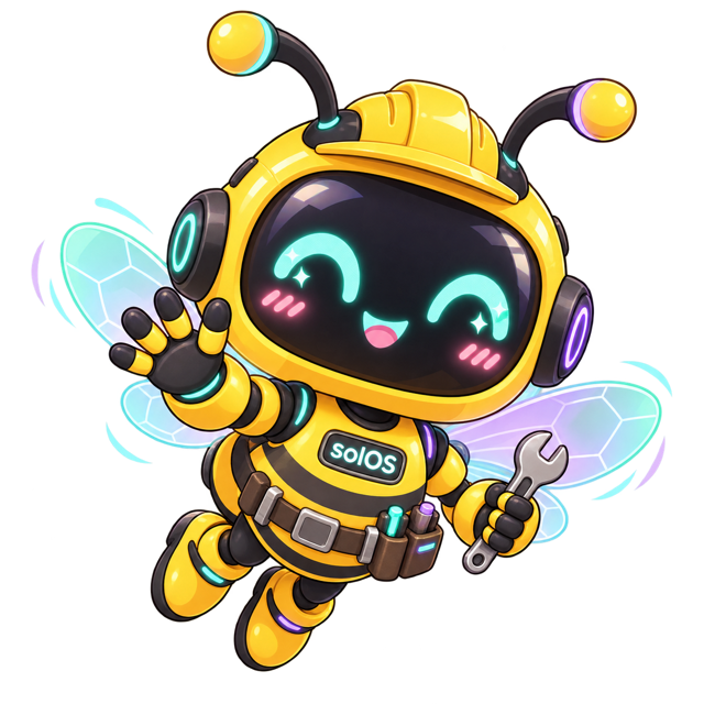 Soleebee, the solOS robot bee, flying with a wrench